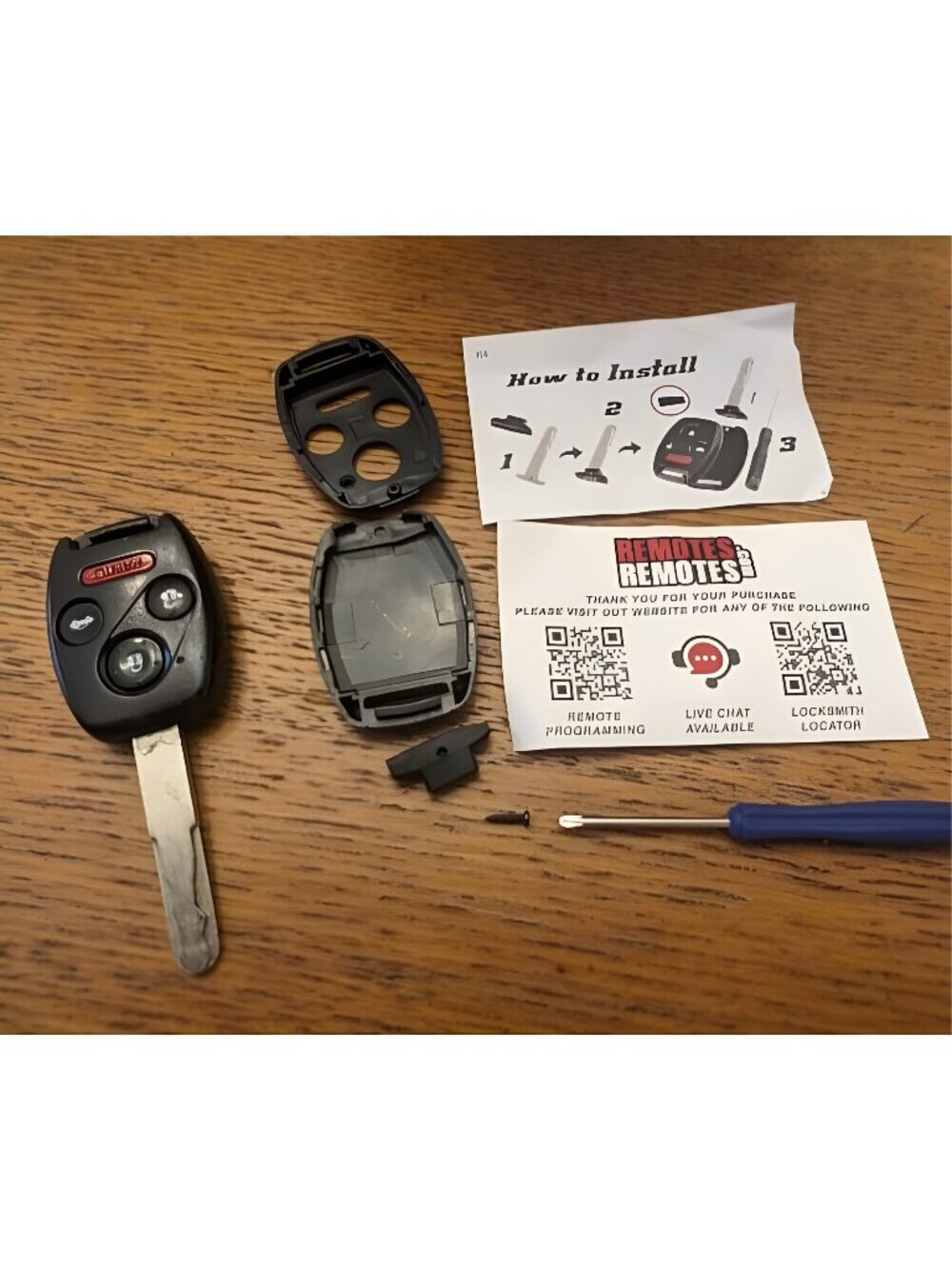 CUTTING NOT REQUIRED - Key Fob Keyless Entry Remote Shell Case & Pad fits Honda